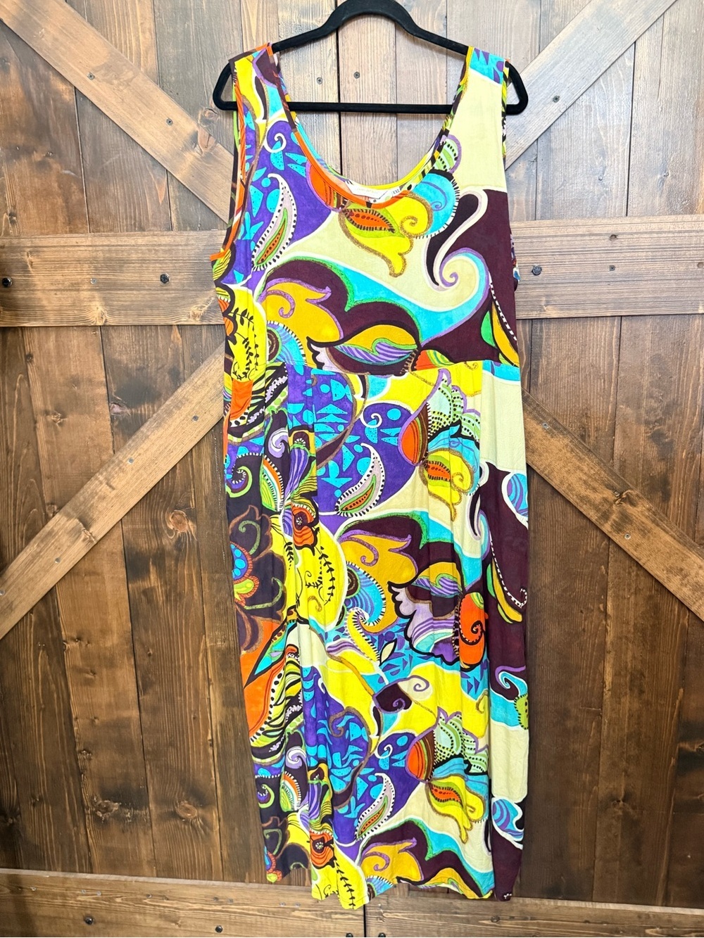 JAMS WORLD vintage-inspired sleeveless psychedelic abstract print dress Size XXL